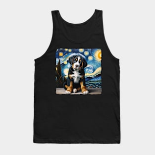 Starry Greater Swiss Mountain Dog Portrait - Dog Portrait Tank Top